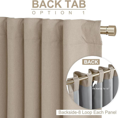 Linen Textured Blackout Sliding Door Curtains 108 Inch Long Burlywood Birch | - Image 3