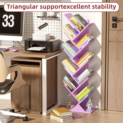 10 Tier Tree Book Shelf, Floor Standing Wood Bookshelf - Image 5