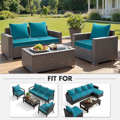 MIULEE Teal Outdoor Seat Cushion 24x24 Inch Waterproof & 3 Year Fade Resistant - Image 5