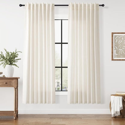 Modern Linen Curtains for Living Room 72 Inches Long Light Filtering Semi Sheer by Nanspring