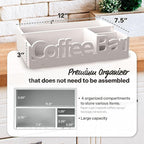 Coffee Bar Organizer for Countertop – Wooden Coffee Station Caddy with Compartments for Pods, Condiments, Tea, and Accessories – Home and Office Mini Coffee Station Organizer (White)
