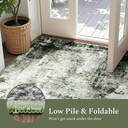 Rugflix 8x10 Area Rugs for Living Room, Washable Dark Green Large Rug | Machine - Image 6