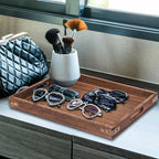 Wood Serving Tray, Rectangular Butler Serving Tray with Handle, Coffee Table Tray Decorative Tray for Tea, Coffee, Breakfast, Table Centerpieces 3 Pack