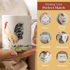 Maison d' Hermine Coffee Mug with Handles Fine Bone China Mugs Pack of One Tea Cups for Hot Beverages Cappuccino Latte Home Restaurant Office Perfect for Gift (Campagne - Coq, 12 Ounce)