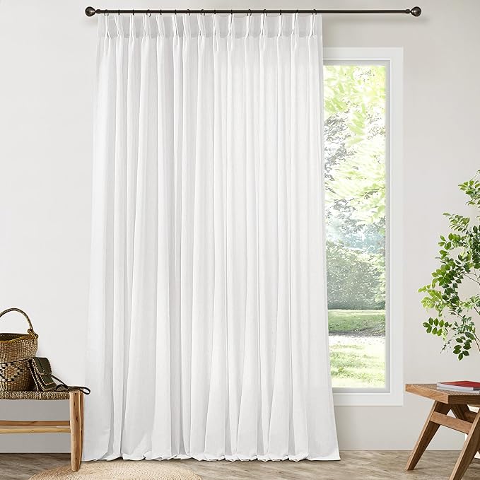 Pinch Pleat Linen Sheer Curtains 96 Inches Long 100 Inch Wide Ivory | Light - Image 7