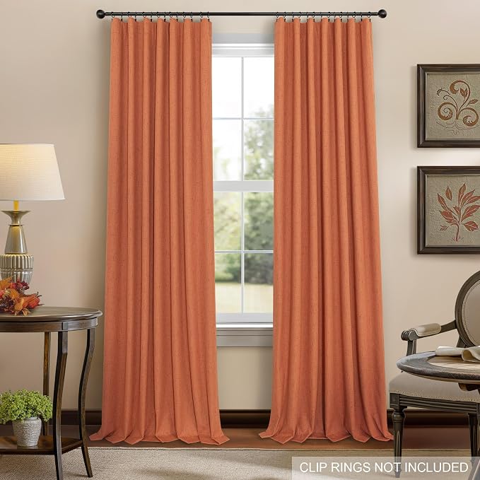 Burnt Orange Blackout Curtains for Living Room 108 Inches Long 2 Panels Back - Image 9
