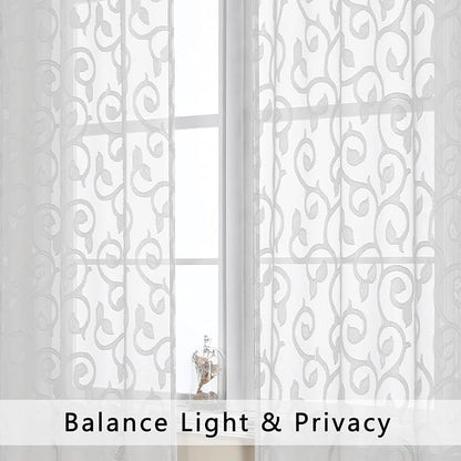 Furman Sheer White Curtains Tiers 36 inch Length, Light Filtering Soft Airy - Image 3