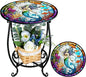 Cinnvoice Outdoor Side Table Round Small Mosaic Patio Accent Indoor End Plant by Cinnvoice