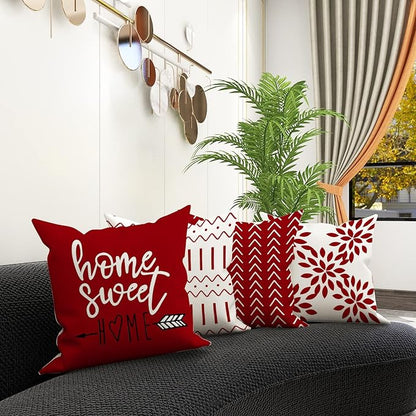 YCOLL Christmas Pillow Covers 16x16 Set of 4, Modern Sofa Throw Pillow Cover - Image 5
