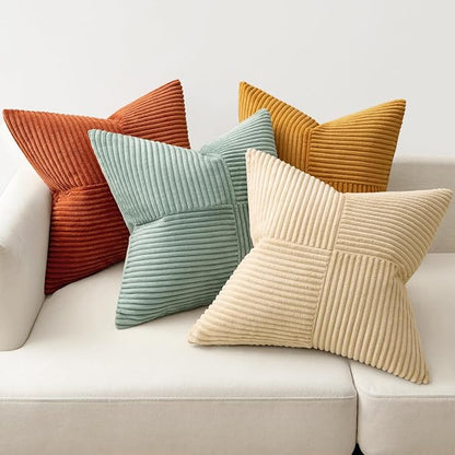 MIULEE Fall Teal-Orange Decorative Throw Pillow Covers 22x22 Inch Set of 4 Boho - Image 5