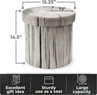 Sorbus Tree Stump Stool, Storage Ottoman 15 Inch Fake Tree Stumps Log Stool - Image 3