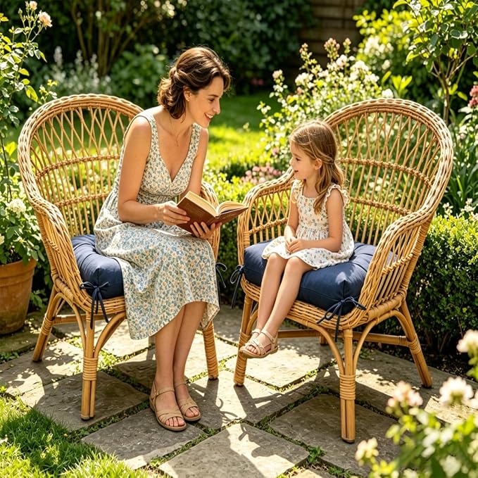 Set of 2 Outdoor Indoor Rocking Chair Cushion Square Wicker Seat Cushion - Image 4