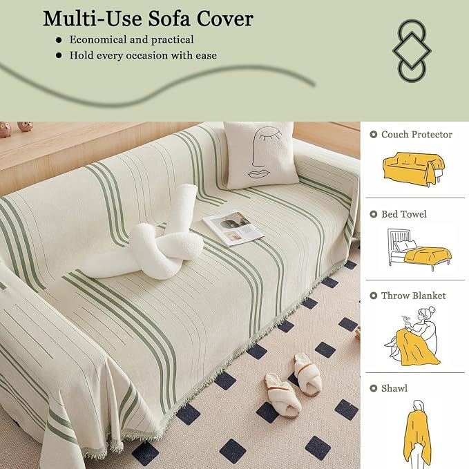 DREAMINGO Couch Cover Reversible Chenille 3 Seat Sofa Covers - Image 6