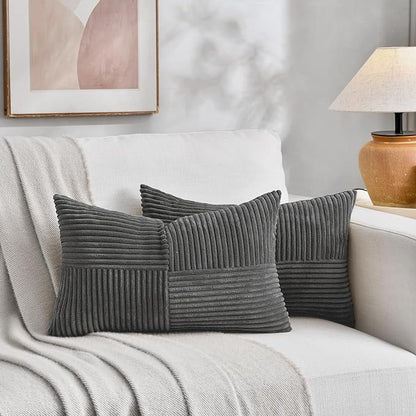 Fancy Homi 2 Packs Dark Gray Lumbar Decorative Throw Pillow Covers 16x26 Inch - Image 5