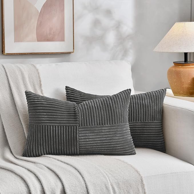 Fancy Homi 2 Packs Dark Gray Lumbar Decorative Throw Pillow Covers 14x22 Inch - Image 5