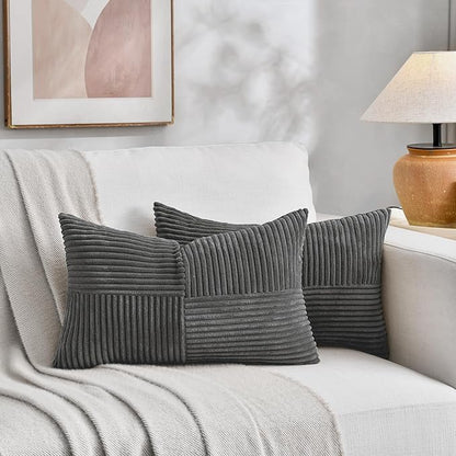 Fancy Homi 2 Packs Dark Gray Lumbar Decorative Throw Pillow Covers 14x22 Inch - Image 5