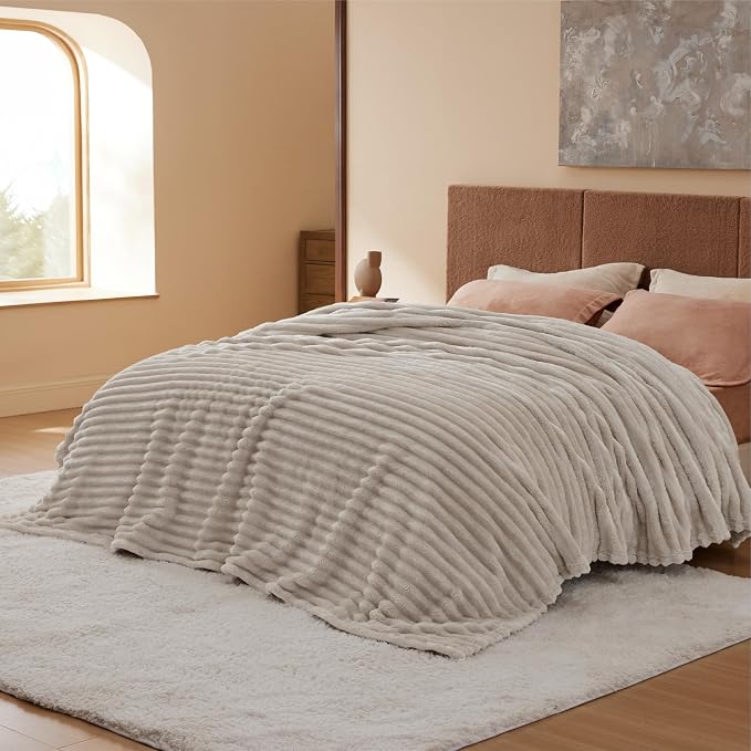 Bedsure Soft Cal Size Blanket for Bed Beige 102"x96" | Birthday Gifts for Women - Image 9