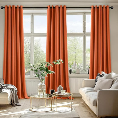 MIULEE Fall Blackout Curtains for Bedroom 2 Panels 40 x 96 Inch Long Orange | - Image 6