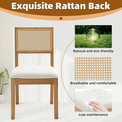 Westice Rattan Dining Chairs Set of 6, Farmhouse Natural Dining Room Chairs - Image 5