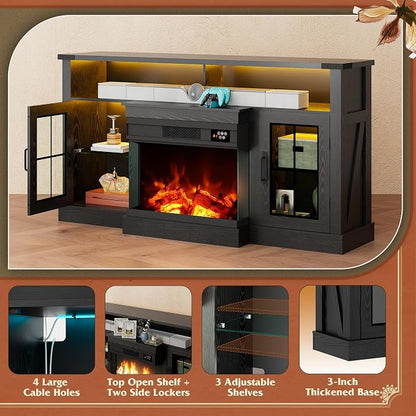 WLIVE 3-Sided Glass Electric Fireplace TV Stand - Image 8