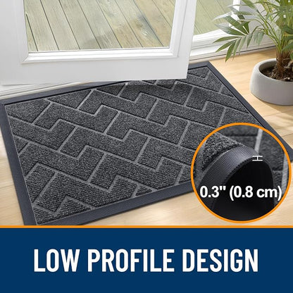 OLANLY Front Door Mat Outside 35x23, All-Season Absorbent Rubber Doormat | Grey - Image 4