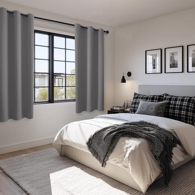 Blackout Curtains for Bedroom, 38 x 63 Inches Length, Light Grey | Thermal - Image 6