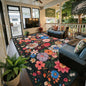 Black Brown Floral Large Area Rug 10x14 by WelcometoBabovid