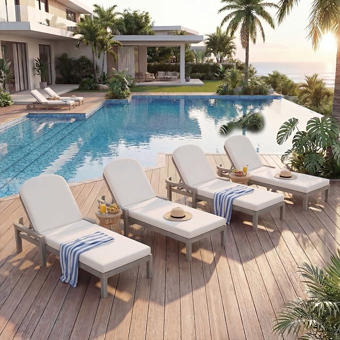 Outdoor Chaise Lounge Chair Set of 2, Patio Chaise Lounge Recliner - Image 3