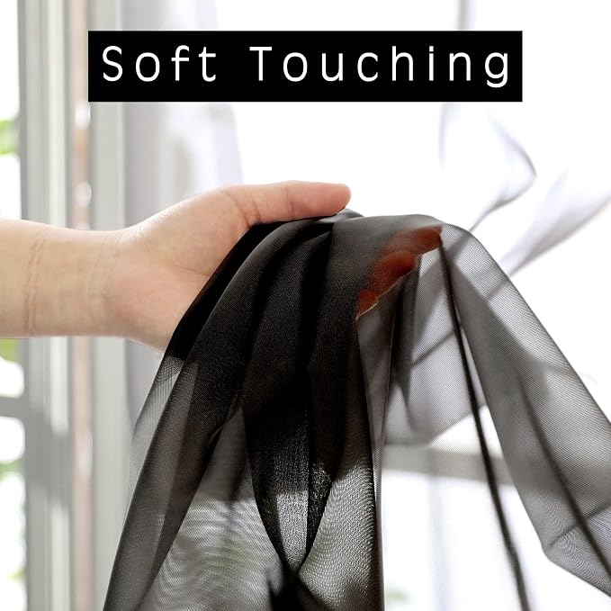 Voile Sheer Window Privacy Curtains, Rod Pocket Elegant Airy Sheer Curtains - Image 3