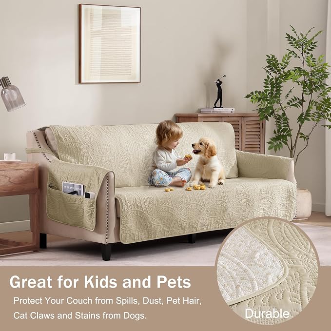 Large Camel Recliner Chair Covers, Quilted Décor Water-Repellent Lazy Boy Chair - Image 8
