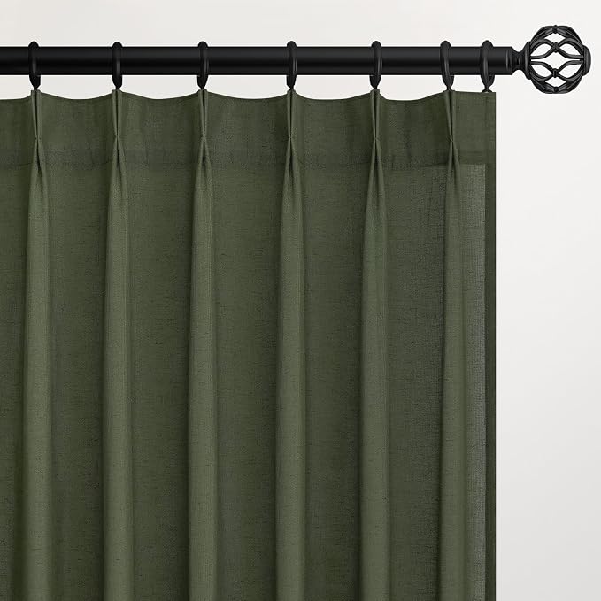 120 Inch Long Curtains Pinch Pleat Linen Curtains by Topfinel