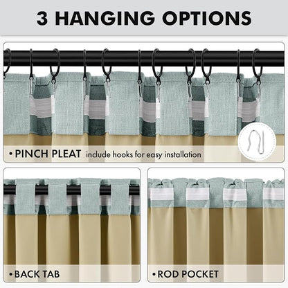 MIULEE 100% Blackout Linen Curtains 42 x 90 Inch Seafoam Green 2 Panels | - Image 5