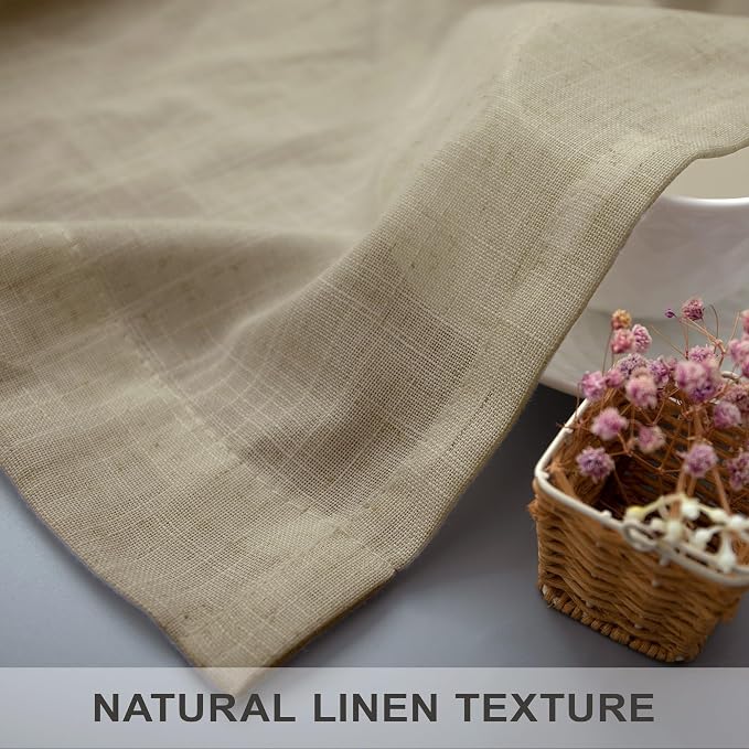 Burlywood Birch Natural Linen Curtains 92 Inch Length 2 Panels Set Back Tab - Image 7