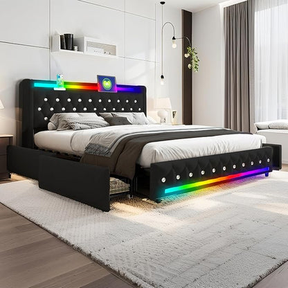 Music Player Bed with Bluetooth Speakers, Queen Size Smart Bed, USB&Type C - Image 4