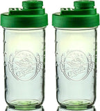 Brewing America Mason Jar Drinking Cup Pint and Half Drinking Lid and Azure 24oz Jar (2, Tractor Green)