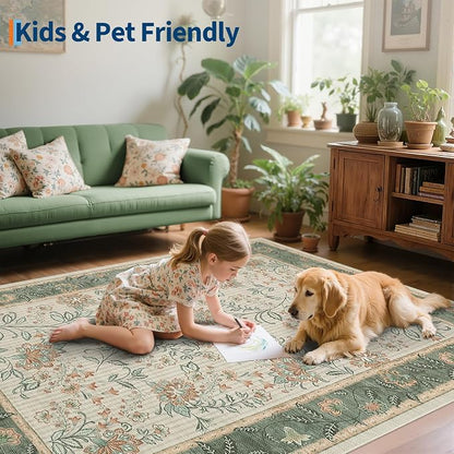 GarveeHome 10x13 Large Living Room Rug Sage Green Washable Area Rug Soft | Non - Image 3