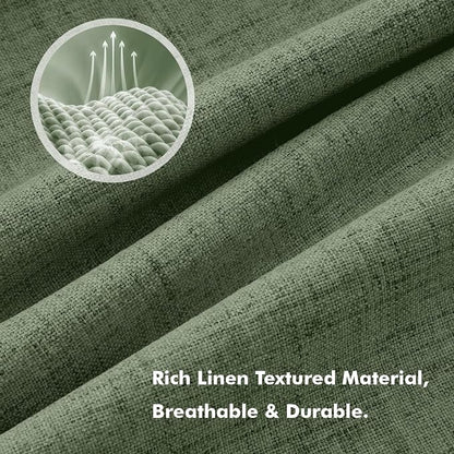 MIULEE 100% Blackout Linen Curtains 42 x 90 Inch Olive Green 2 Panels | Thermal - Image 3