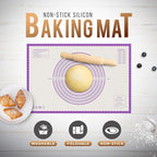 26 * 16 inches Purple, Non-Slip Silicone Baking Sheets - Baking Mat with 0.7mm Thickness - Non-Stick Pastry & Cookie Mat for Kitchen Counter for Rolling Out Dough with Measurements.
