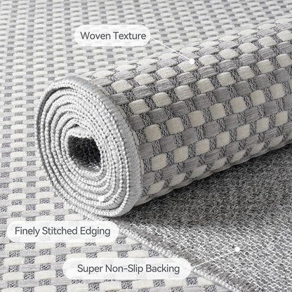Hallway Runner Rug Woven Washable Long Kitchen Runner Gray 2x5 ft | Boho Soft - Image 5