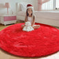 Red Round Area Rug 4ft, Soft Bedroom Circle Rugs Floor Mat by ONASAR