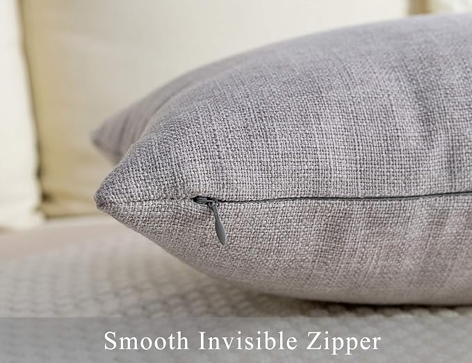 Stellhome Burlap Rectangle Throw Pillow Covers Solid Farmhouse Linen Pillowcase - Image 3