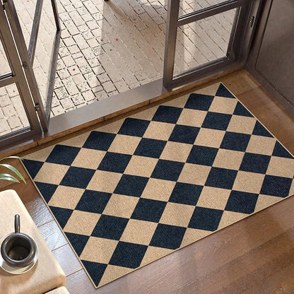 Lahome Checkered Easy Jute Non Slip Front Door Mat, 2x3 Kitchen Rug Neutral by Lahome