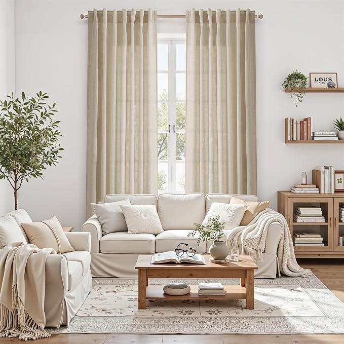 Eggshell Beige Linen Curtains 84 Inches Long - Image 6