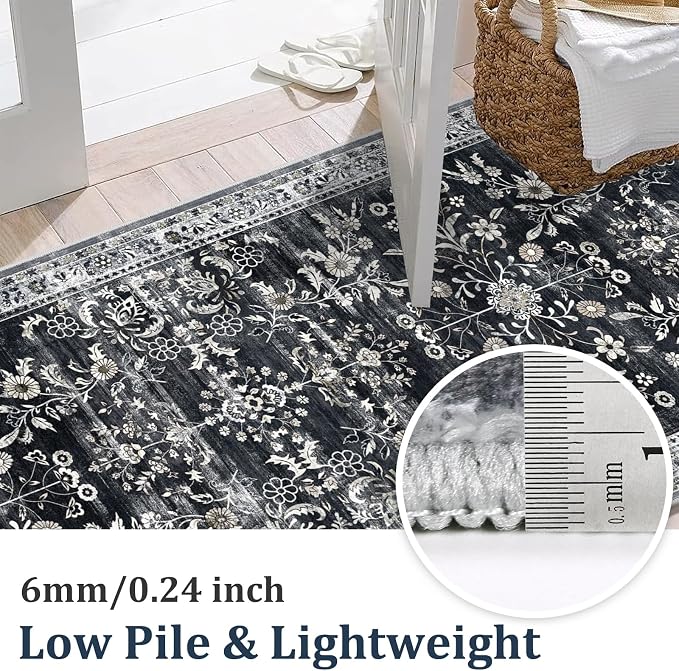 Yamaziot 2x10 Washable Hallway Runner Rug Non Slip Floral Carpet, Stain - Image 2