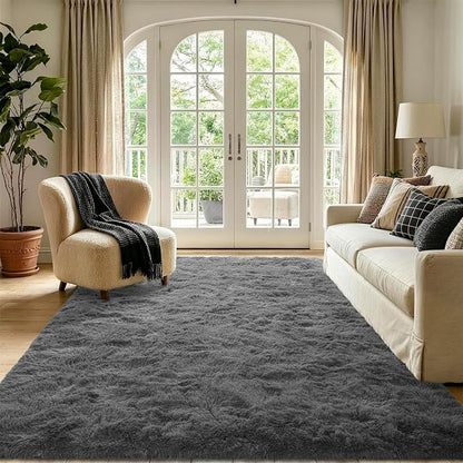 6x9 Large Dark Grey Fluffy Soft Area Rug Non-Slip - Image 2