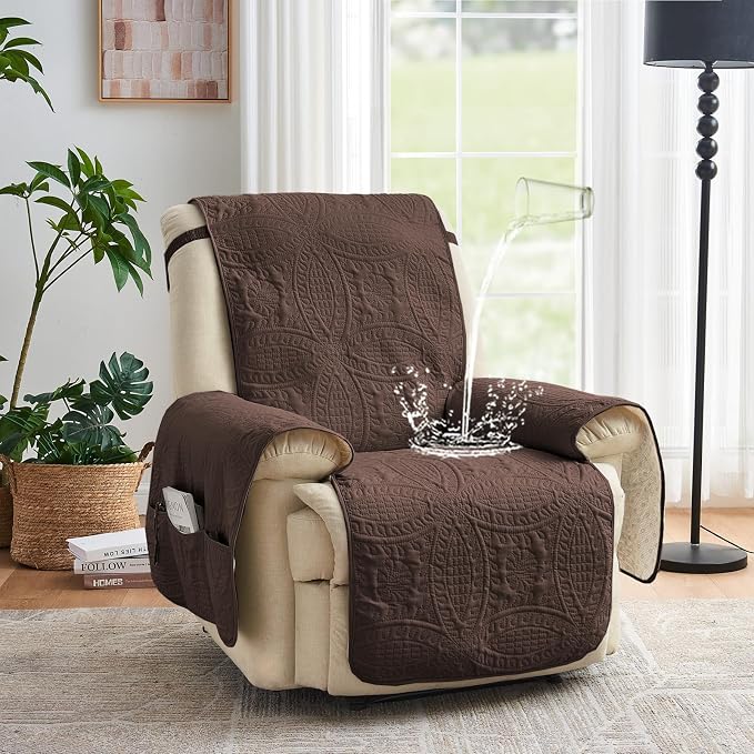 Large Brown Recliner Chair Covers, Quilted Décor Water-Repellent Lazy Boy Chair - Image 2