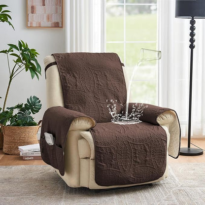 Large Brown Recliner Chair Covers, Quilted Décor Water-Repellent Lazy Boy Chair - Image 2