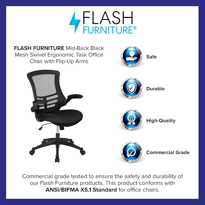 Flash Furniture Set of 4 Mid-Back Swivel Ergonomic Task Office Chairs - Image 4