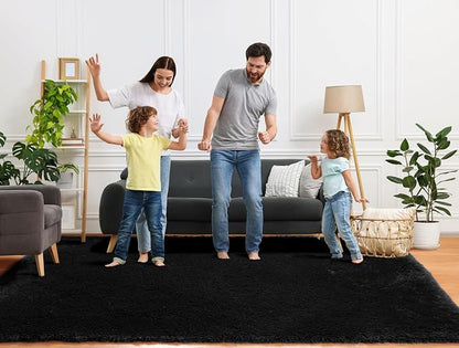 Black 6x9 Area Rugs for Living Room Bedroom, Large Fluffy Soft Plush Floor Big - Image 8
