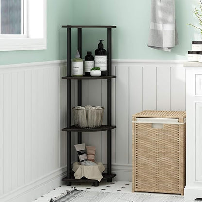 Furinno TURN-N-TUBE Corner Shelf, 4-Tier Corner Bookshelf, Display Storage - Image 2
